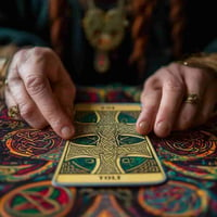 un Tarotista con las cartas del tarot sobre la mesa y dispuesto a iniciar una lectura de tarot desde casa