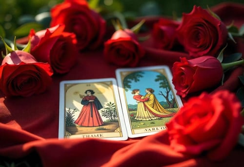 cartas del tarot con rosas para el amor